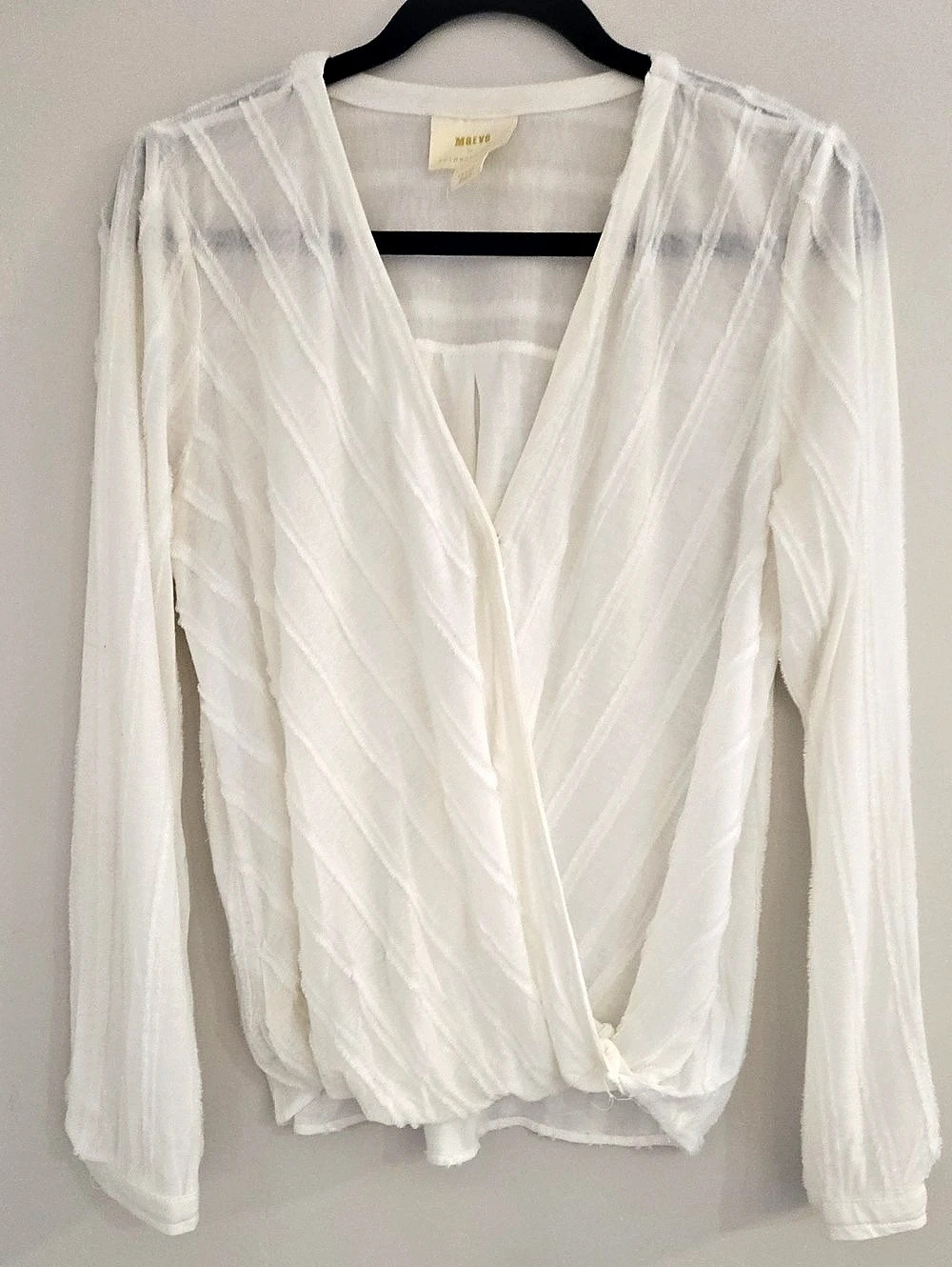 Maeve by Anthropologie Textured White Blouse Size Large Like New